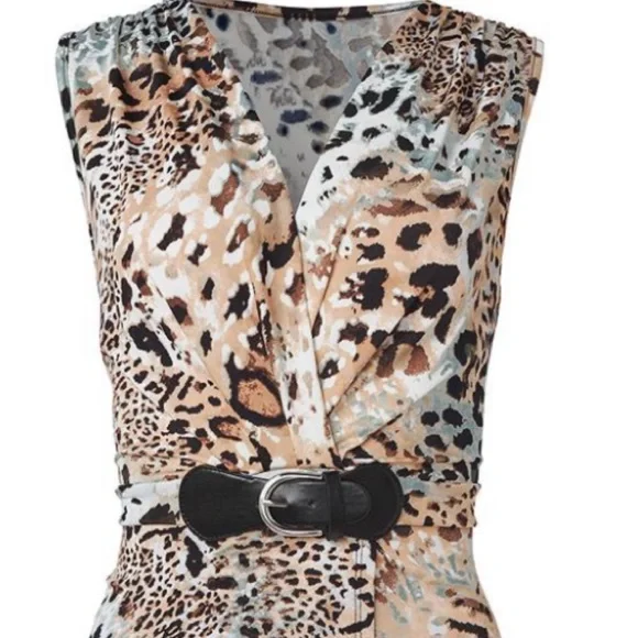 Animal print with non functional belted top in front size 2X NWT Brown multi - Picture 6 of 8